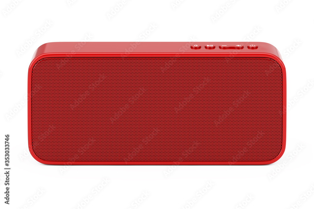 Red Portable Waterproof Wireless Speaker. 3d Rendering