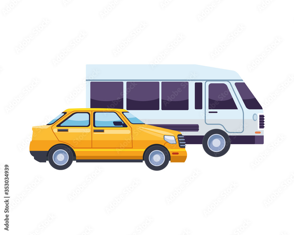 van and taxi transport vehicles