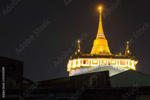 Golden mountain night view (Wat Saket), Bangkok, Thailand