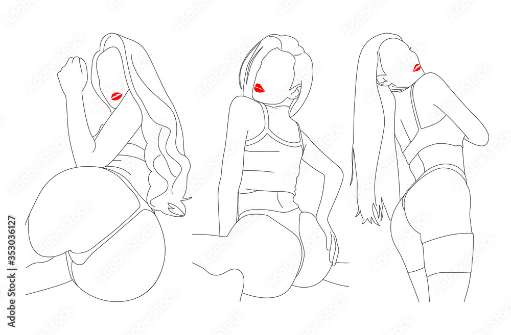 Erotic WomanBody. Nude Line DrawingArt Design. Vector EPS 10 Erotic WomanBody. Nude Line DrawingArt Design. Vector EPS 10