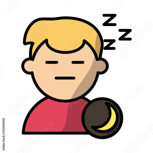 man sleeping with moon fill style