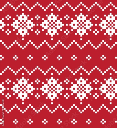 Red Christmas Fair Isle Seamless Pattern Background