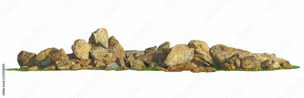 Large stone pile isolated on white background Large stone pile isolated on white background