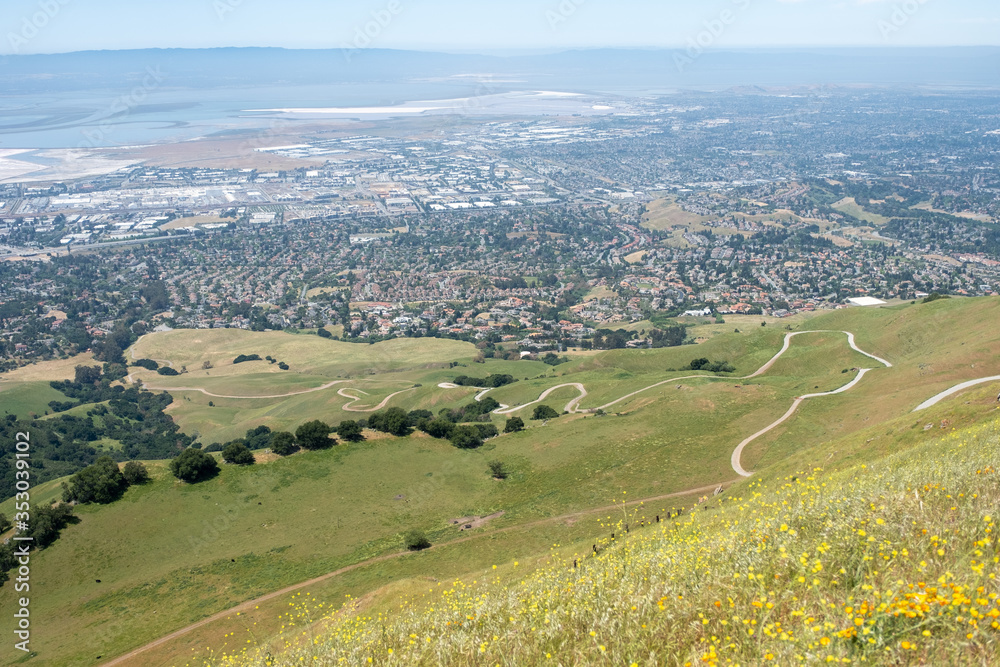Snaking trail through the hilltop - San Jose, CA, May 10, 2020