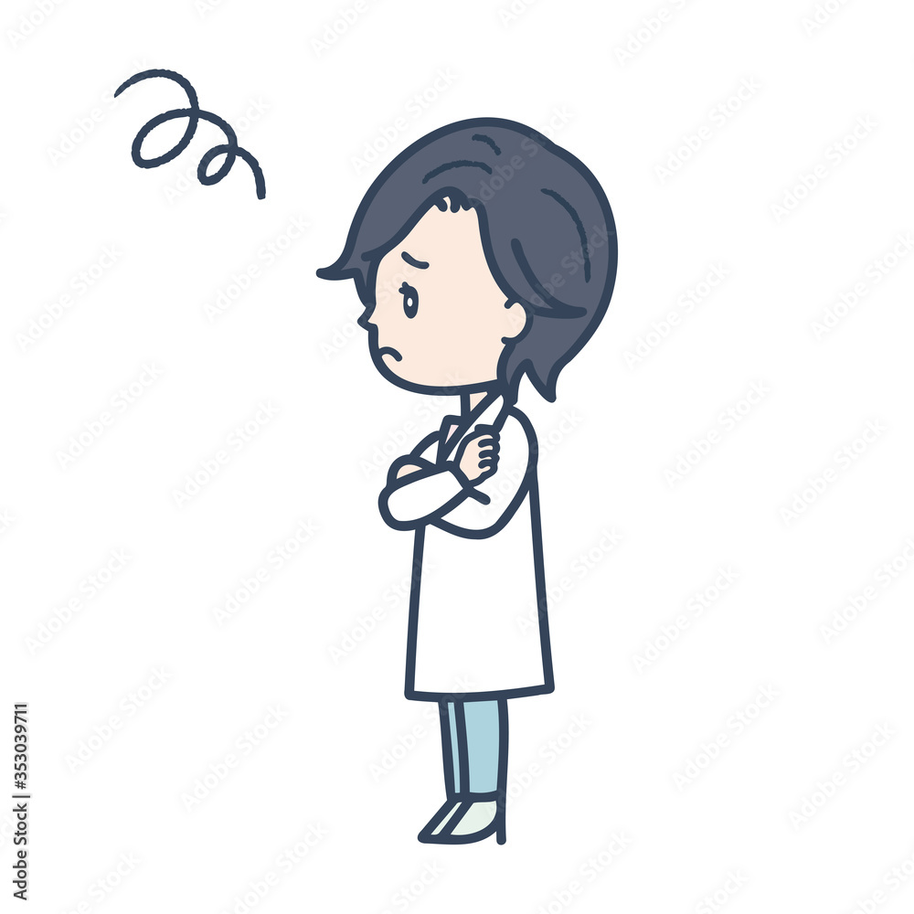 悩んでいる女性医師 ポーズ イラスト 悩んでいる女性医師 ポーズ イラスト