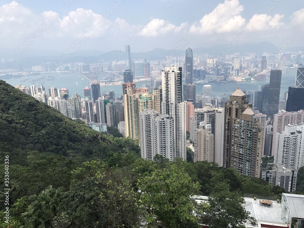 Famous view of Hong Kong skyscrapers. 