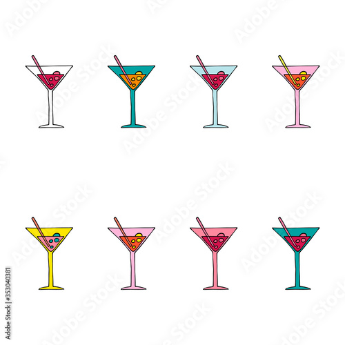 Multicolored cocktails set