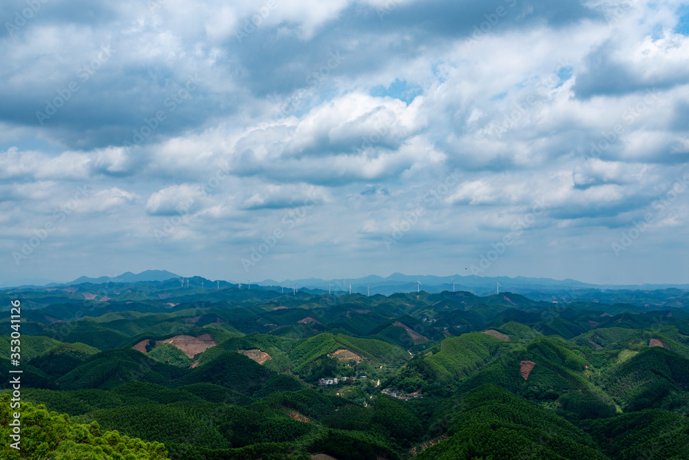 Blue sky landscape of Qingshan Mountain in Guangxi, China