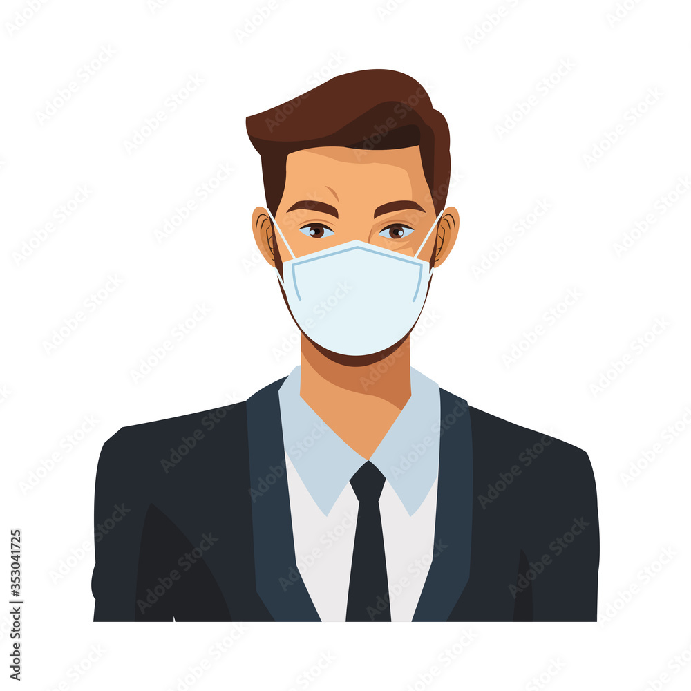 elegant businessman wearing medical mask