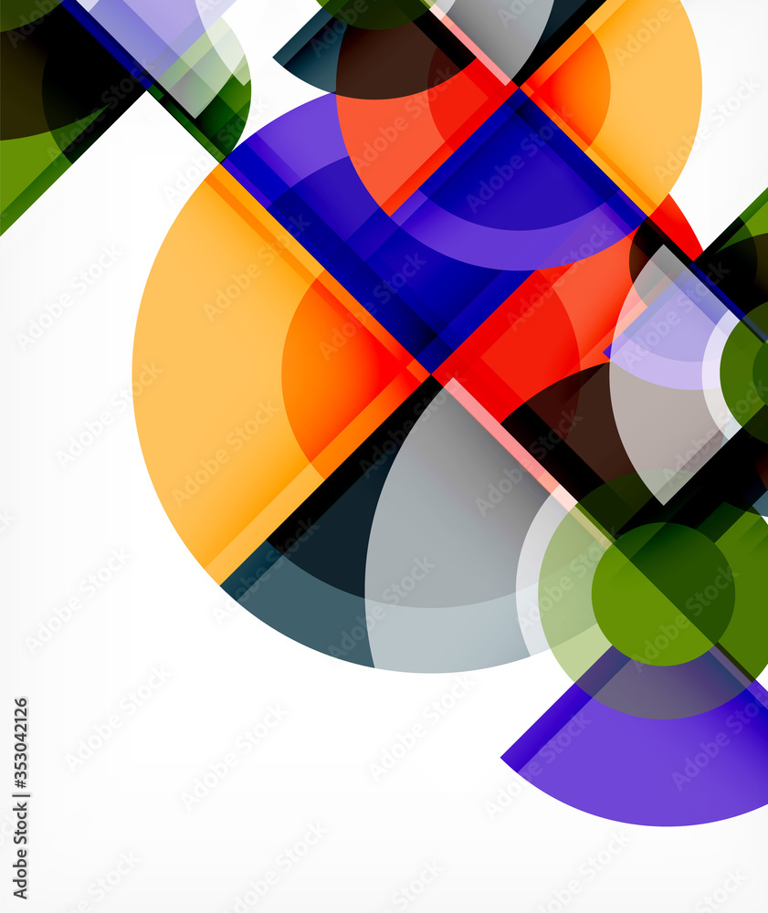Abstract background, circle and triangle design round shapes overlapping. Geometric trendy template. Vector Illustration For Wallpaper, Banner, Background, Card, Book Illustration, landing page