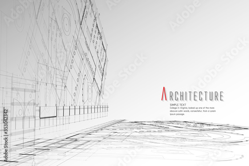 Architecture and Blueprint background.paper art style.