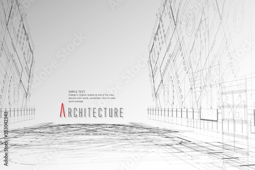 Architecture and Blueprint background.paper art style.