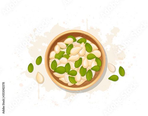 vector illustration of pumpkin seeds from top angle