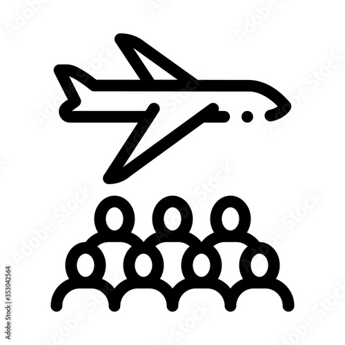 aircraft passengers icon vector. aircraft passengers sign. isolated contour symbol illustration