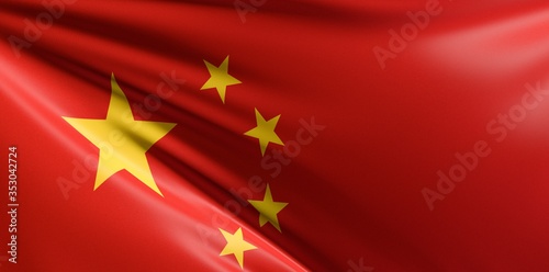 Fototapeta Closeup shot of a wavy flag of China under the lights - cool for wallpapers