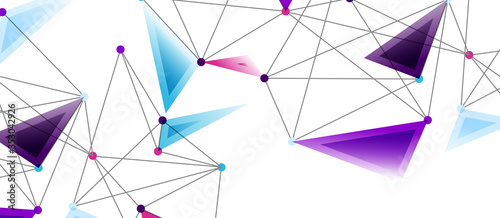 Line points connections, triangular technology design. Abstract geometric background