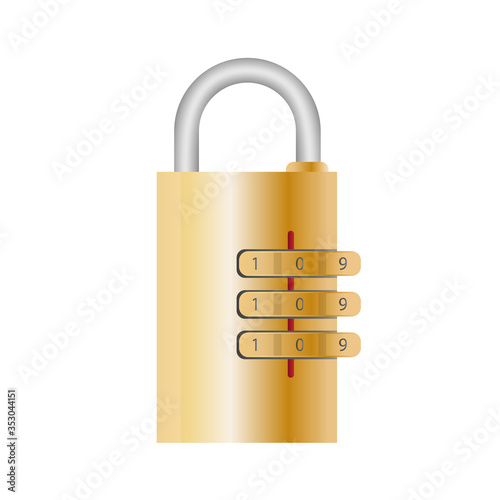 Padlock with code. Padlock for doors, safes and suitcases. Vector.