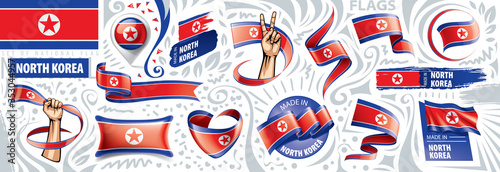 Vector set of the national flag of North Korea in various creative designs