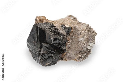.Mineral cassiterite isolated on white background