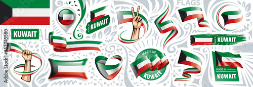 Vector set of the national flag of Kuwait in various creative designs