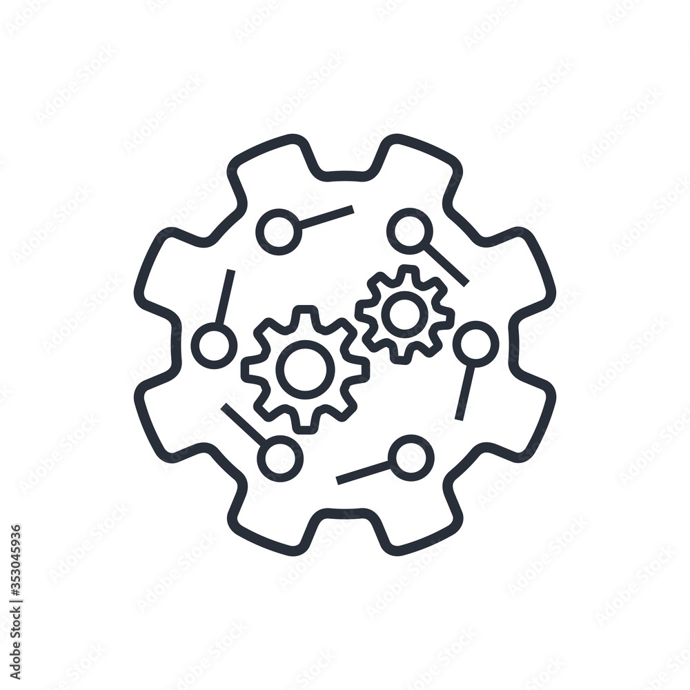 The electronic mechanism. Auto settings. Vector linear icon isolated on white background. The electronic mechanism. Auto settings. Vector linear icon isolated on white background.