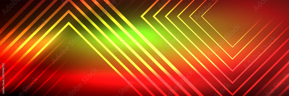Shiny neon glowing techno lines, hi-tech futuristic abstract background template with square shapes Shiny neon glowing techno lines, hi-tech futuristic abstract background template with square shapes