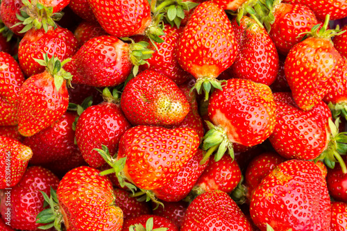 Group of fresh strawberries closeup