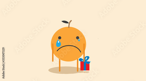 orange vector character expression. cute cartoon vector. Fruit and Food Cartoons