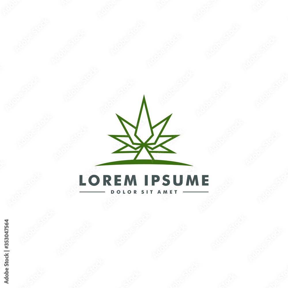 Abstract Marijuana leaf icon logotype