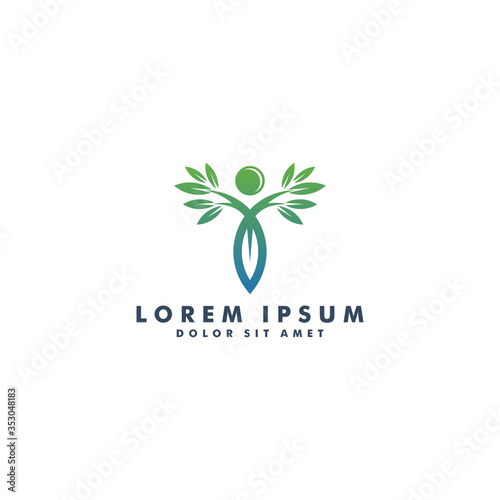 Health natural abstract people logo template - vector