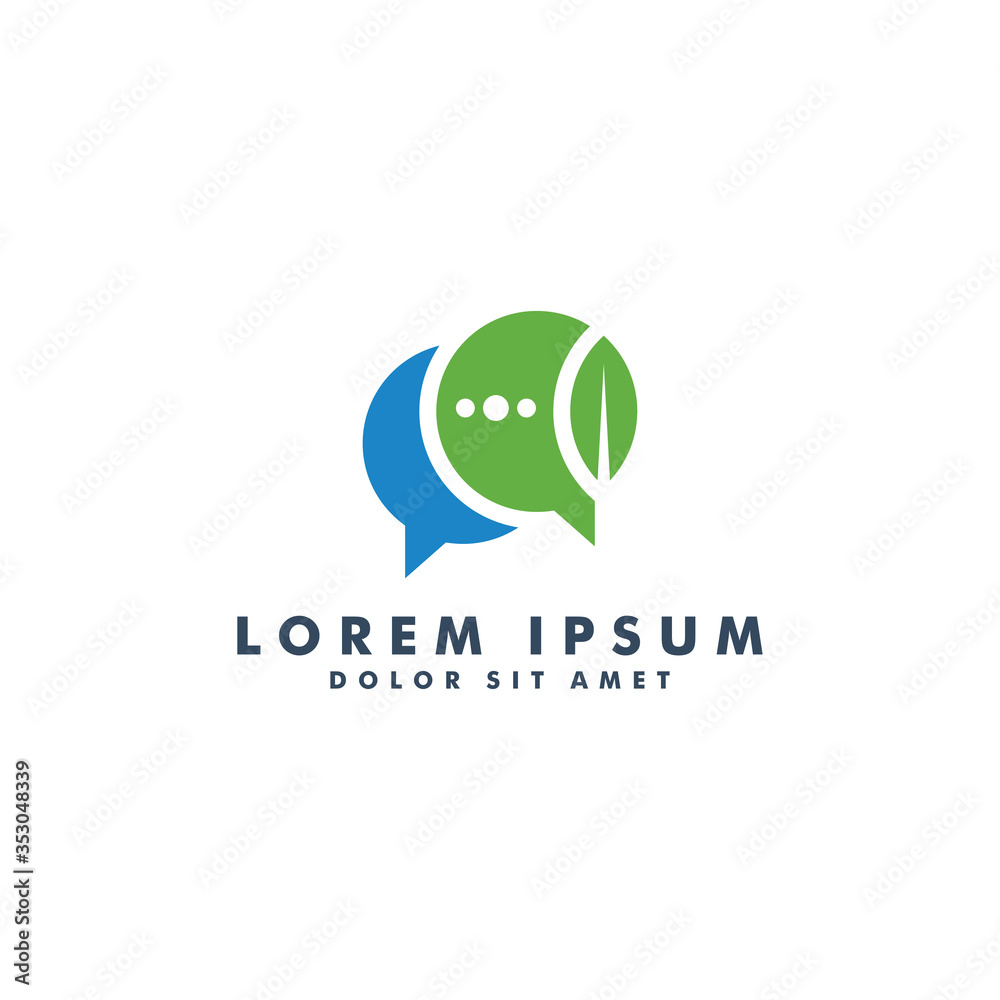 leaf chat logo template design - vector leaf chat logo template design - vector
