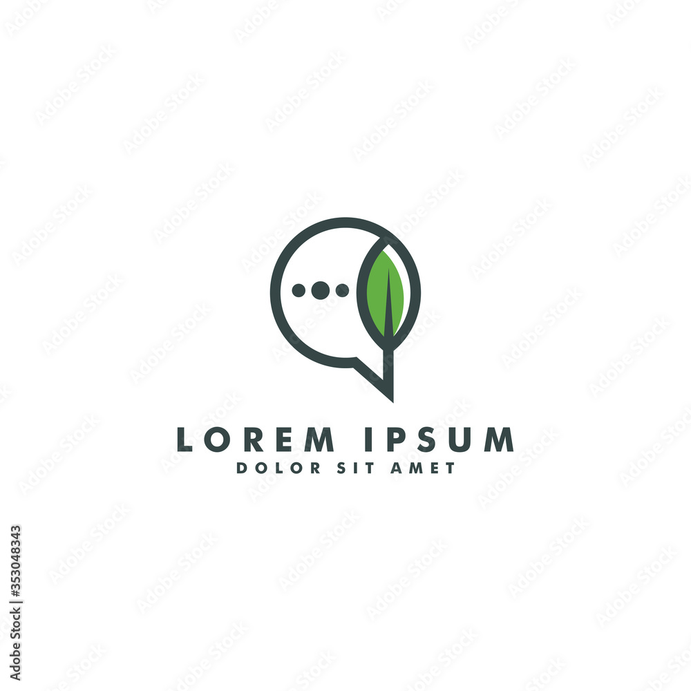 leaf chat logo template design - vector leaf chat logo template design - vector