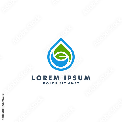 Leaf water drop logo design vector