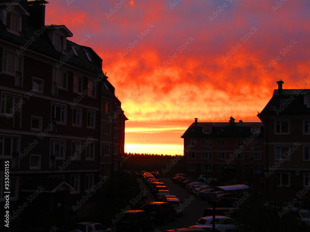 Fototapeta premium sunset in the city