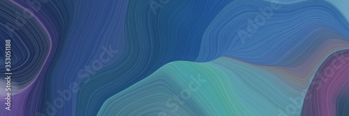 horizontal banner with waves. abstract waves design with teal blue, cadet blue and antique fuchsia color © Eigens