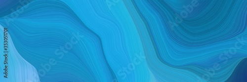 beautiful horizontal banner with light sea green, teal and sky blue color. modern curvy waves background illustration