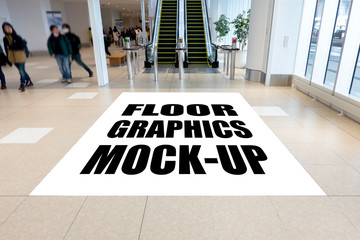ock up perspective vertical billboard on floor in building