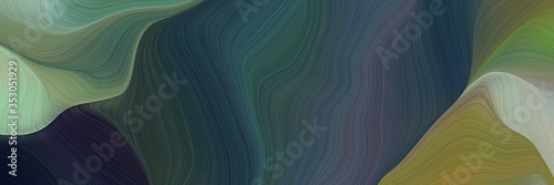 horizontal banner with waves. elegant curvy swirl waves background design with dark slate gray, dark sea green and pastel brown color