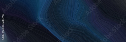 Obraz na płótnie landscape orientation graphic with waves. smooth swirl waves background illustration with very dark blue, dark slate gray and dark slate blue color w salonie