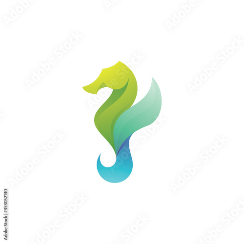 Abstract Seahorse Hippocampus with Gradient Color Style