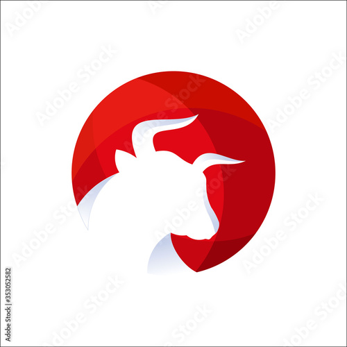Red Bull Head Logo Design Template