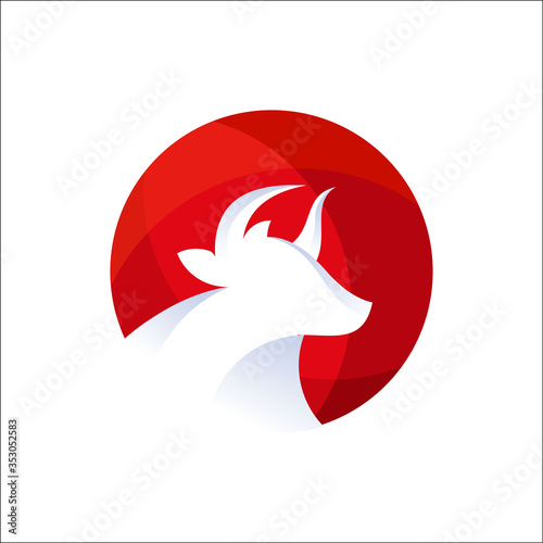 Red Bull Head Logo Design Template © Adiyatma