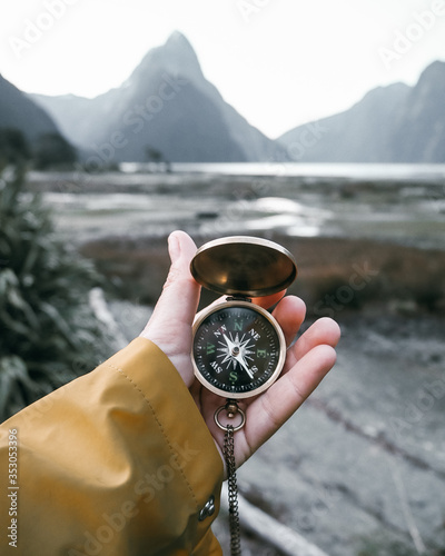 compass at milford sound, new zealand