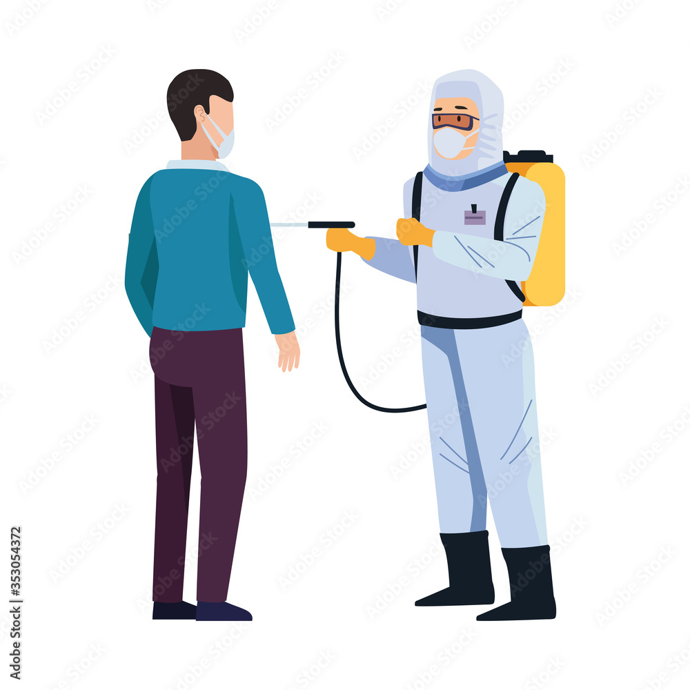 biosafety worker with sprayer portable and man biosafety worker with sprayer portable and man