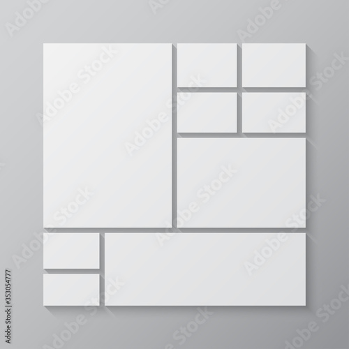 Vector empty collage board nine images, photo