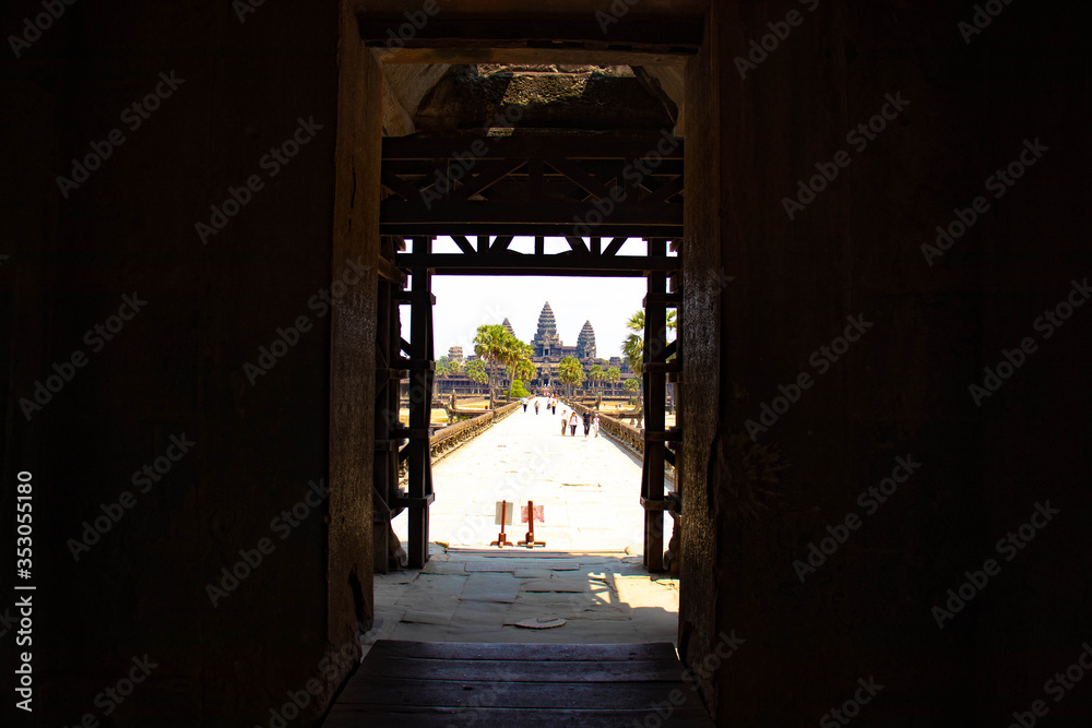 Obraz premium A beautiful view of Angkor Wat temple at Siem Reap, Cambodia.