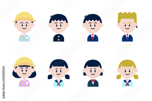 児童・生徒のアイコンセット