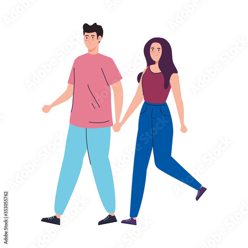 couple in love, adorable couple, woman and man happy on white background vector illustration design