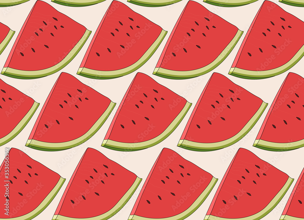 Seamless repeating pattern of watermelons Seamless repeating pattern of watermelons