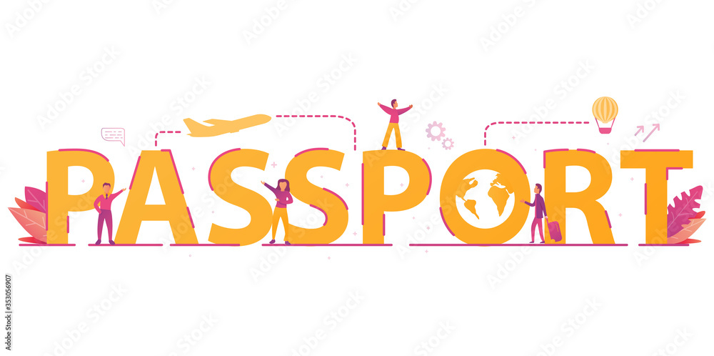 Cartoon characters travel with luggage. A man with a suitcase. Passport and vacation concept abroad. Passenger plane. Balloon flat illustration vector. Cartoon characters travel with luggage. A man with a suitcase. Passport and vacation concept abroad. Passenger plane. Balloon flat illustration vector.